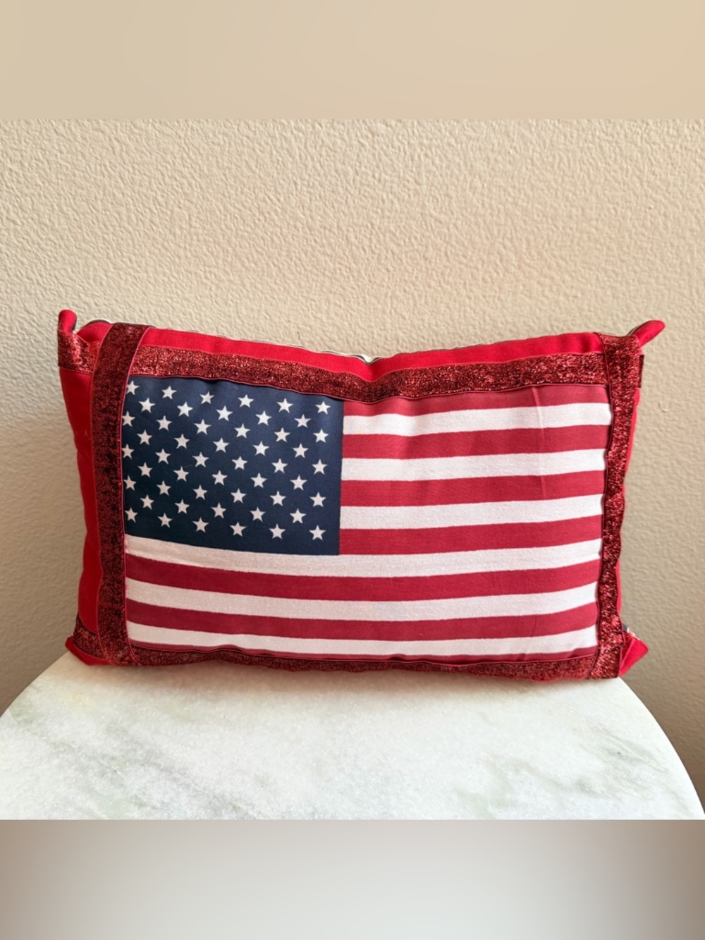 American Flag Decorative Pillow in Red, White & Blue